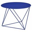 Bowery Hill Metal Accent Table with Round Top and Geometric Base in Blue