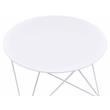 Bowery Hill Metal Accent Table with Round Top and Geometric Base in White