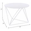 Bowery Hill Metal Accent Table with Round Top and Geometric Base in White