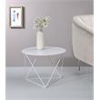 Bowery Hill Metal Accent Table with Round Top and Geometric Base in White
