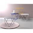 Bowery Hill Metal Accent Table with Round Top and Geometric Base in White