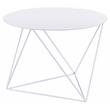 Bowery Hill Metal Accent Table with Round Top and Geometric Base in White