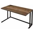 Bowery Hill Walnut and Black Metal Writing Desk with USB Port
