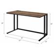 Bowery Hill Walnut and Black Metal Writing Desk with USB Port