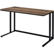 Bowery Hill Walnut and Black Metal Writing Desk with USB Port