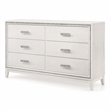 Bowery Hill Rectangular 6-Drawer Wooden Bedroom Dresser in White