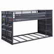 Bowery Hill Cargo Container Style Metal Twin over Twin Bunk Bed in Gunmetal