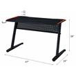 Bowery Hill Gaming Table with USB Port and LED Light in Black and Red