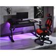 Bowery Hill Gaming Table with USB Port and LED Light in Black and Red