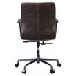 Bowery Hill Tufted Swivel Leather Office Chair in Distress Chocolate