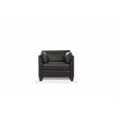 Bowery Hill Leather Accent Chair with Block Legs in Chocolate