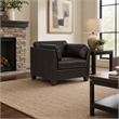 Bowery Hill Leather Accent Chair with Block Legs in Chocolate