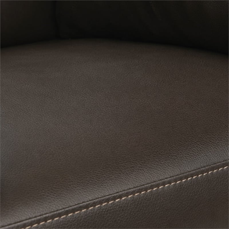 Bowery Hill Leather Accent Chair with Block Legs in Chocolate