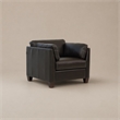 Bowery Hill Leather Accent Chair with Block Legs in Chocolate