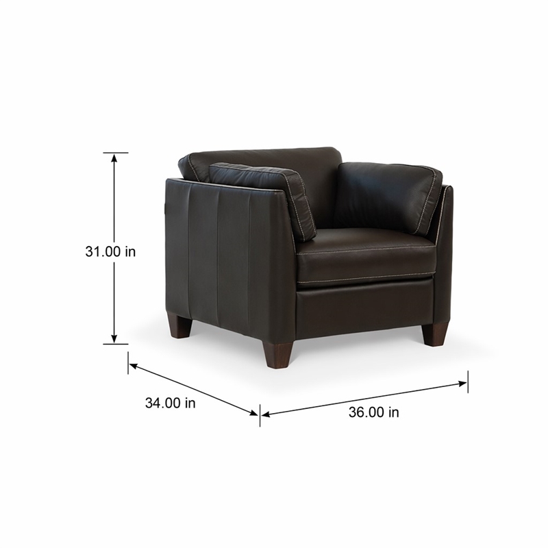 Bowery Hill Leather Accent Chair with Block Legs in Chocolate