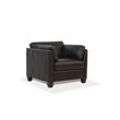 Bowery Hill Leather Accent Chair with Block Legs in Chocolate