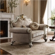 Bowery Hill Handcrafted Chair in Patterned Fabric and Antique Pearl