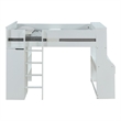 Bowery Hill Wooden Frame Loft Bed with Ladder in White Finish