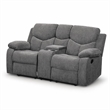 Bowery Hill Chenille Motion Reclining Loveseat with Console in Gray