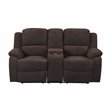 Bowery Hill Reclining Loveseat with Storage Console in Brown Chenille