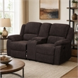 Bowery Hill Reclining Loveseat with Storage Console in Brown Chenille