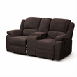 Bowery Hill Reclining Loveseat with Storage Console in Brown Chenille