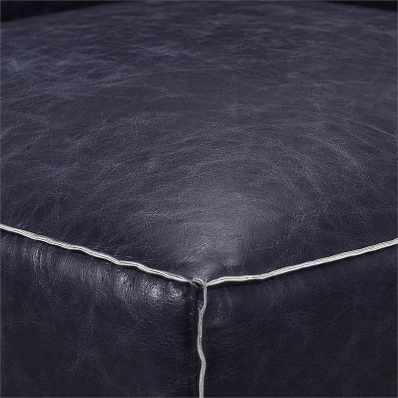 Bowery Hill Modular Sectional Wedge in Vintage Blue Top Grain Leather