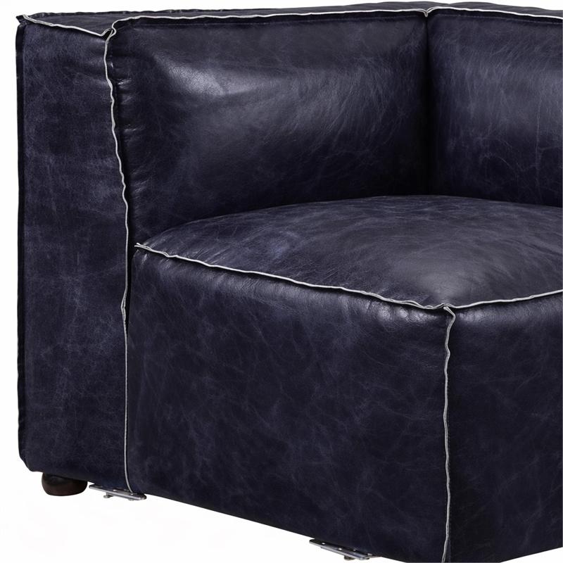 Bowery Hill Modular Sectional Wedge in Vintage Blue Top Grain Leather