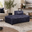 Bowery Hill Top Grain Leather Modular Chaise in Vintage Blue