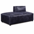 Bowery Hill Top Grain Leather Modular Chaise in Vintage Blue