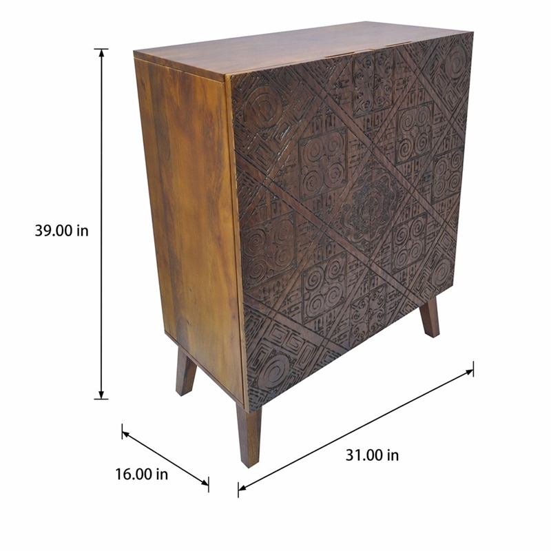 Bowery Hill Calvary Wooden Console Table with 2 Doors in Gray Stone