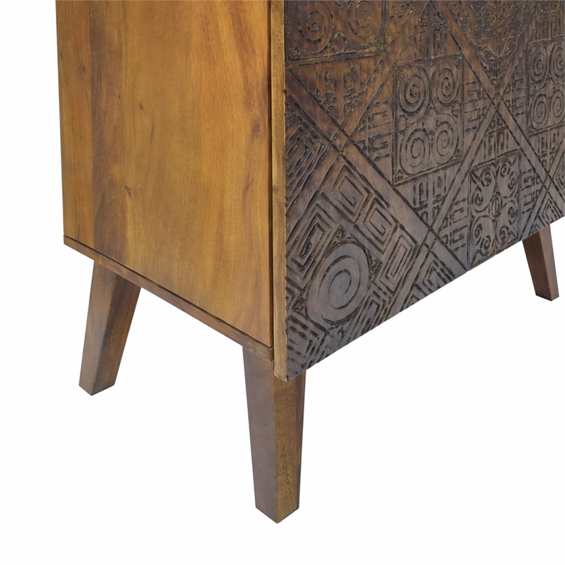 Bowery Hill Calvary Wooden Console Table with 2 Doors in Gray Stone