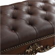 Bowery Hill Upholstered Bench in Faux Leather and Cherry Oak Finish