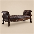 Bowery Hill Upholstered Bench in Faux Leather and Cherry Oak Finish