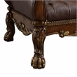 Bowery Hill Upholstered Bench in Faux Leather and Cherry Oak Finish