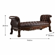 Bowery Hill Upholstered Bench in Faux Leather and Cherry Oak Finish