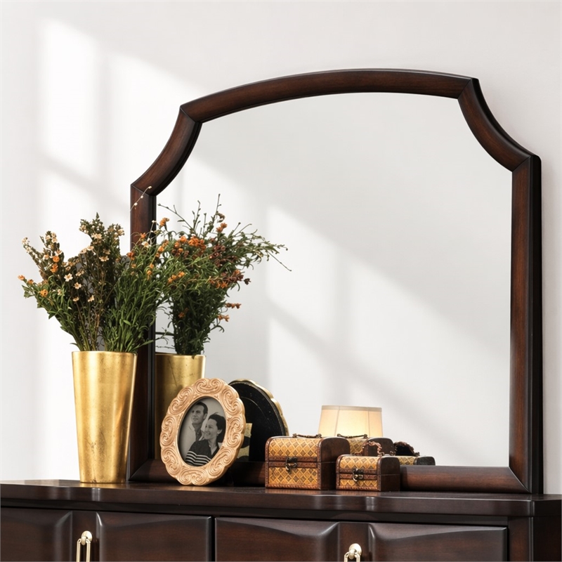 Bowery Hill Transitional Bedroom Mirror without Beveled Edge in Espresso