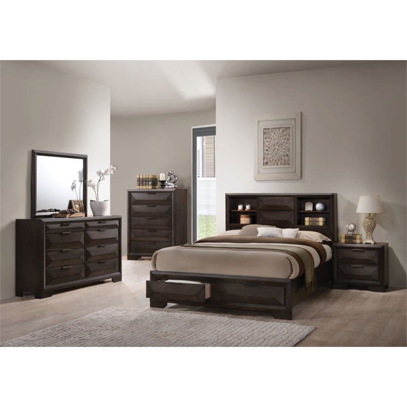 Bowery Hill Rectangular Bedroom Mirror with Beveled Edge in Rich Espresso