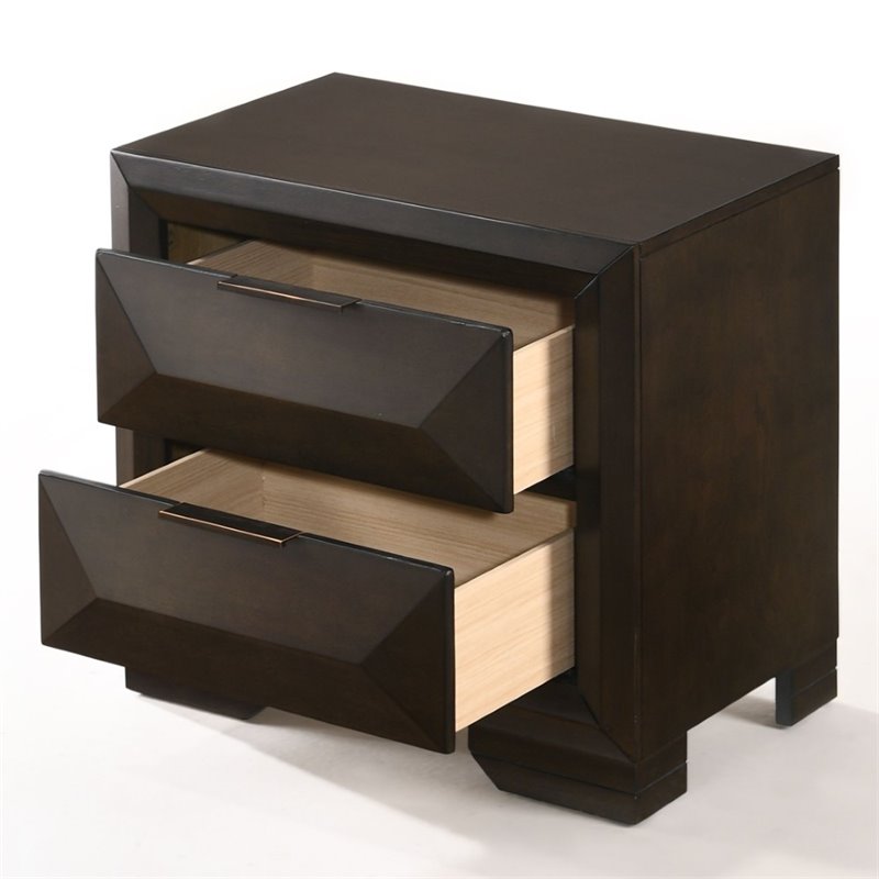 Bowery Hill Wood & Metal 2-Drawer Nightstand in Espresso
