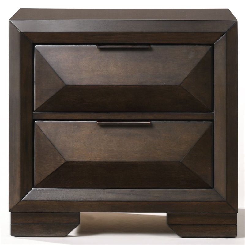 Bowery Hill Wood & Metal 2-Drawer Nightstand in Espresso
