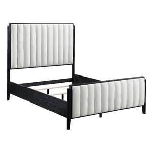 Bowery Hill California King Bed with Channel Tufted Ivory in Black