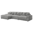 Bowery Hill 3 Pc Sectional with Reversible Chaise and 8 Pillows in Gray