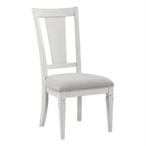Bowery Hill 24&quot Dining Chair Set of 2 in Light Gray Linen White Wood Frame