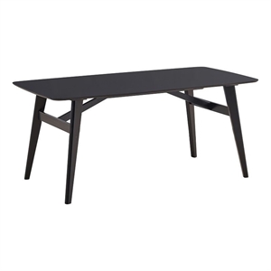 Bowery Hill 71&quot Industrial Dining Table with Rounded Corners in Black Wood