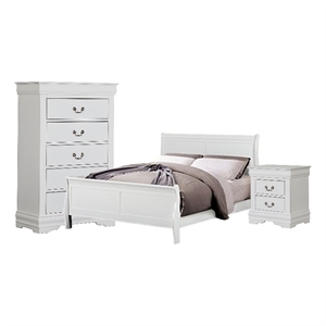 Bowery Hill 3 Pc Full Bedroom Set Sleek Modern Transitional Style in White