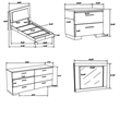 Bowery Hill 4 Pc Twin Bedroom Set White with LED Upholstered Headboard