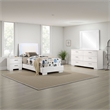Bowery Hill 4 Pc Twin Bedroom Set White with LED Upholstered Headboard
