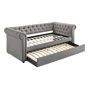 Bowery Hill Daybed with Pull Out Trundle Chesterfield in Dove Gray