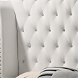 Bowery Hill Wingback Queen Bed Crystal Button Tufting in White Velvet