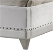 Bowery Hill Wingback Queen Bed Crystal Button Tufting in White Velvet